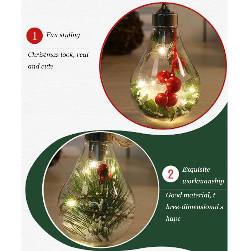 Christmas LED Bulb Ball Christmas Tree Ornament Decoration Pendant Light Bulb Transparent Holiday Celebrate Atmosphere