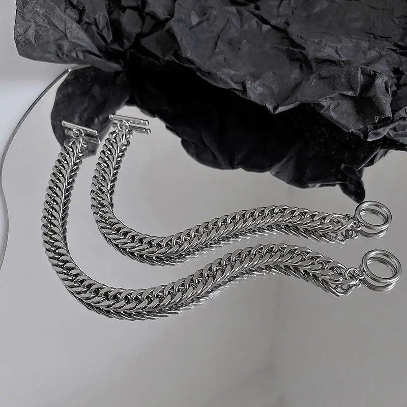 Allergy Free Stainless Steel Bracelet for Women Men Simple Cuban Chain Bracelet Loop Clasp Hand Chain HipHop Braclets Jewelry