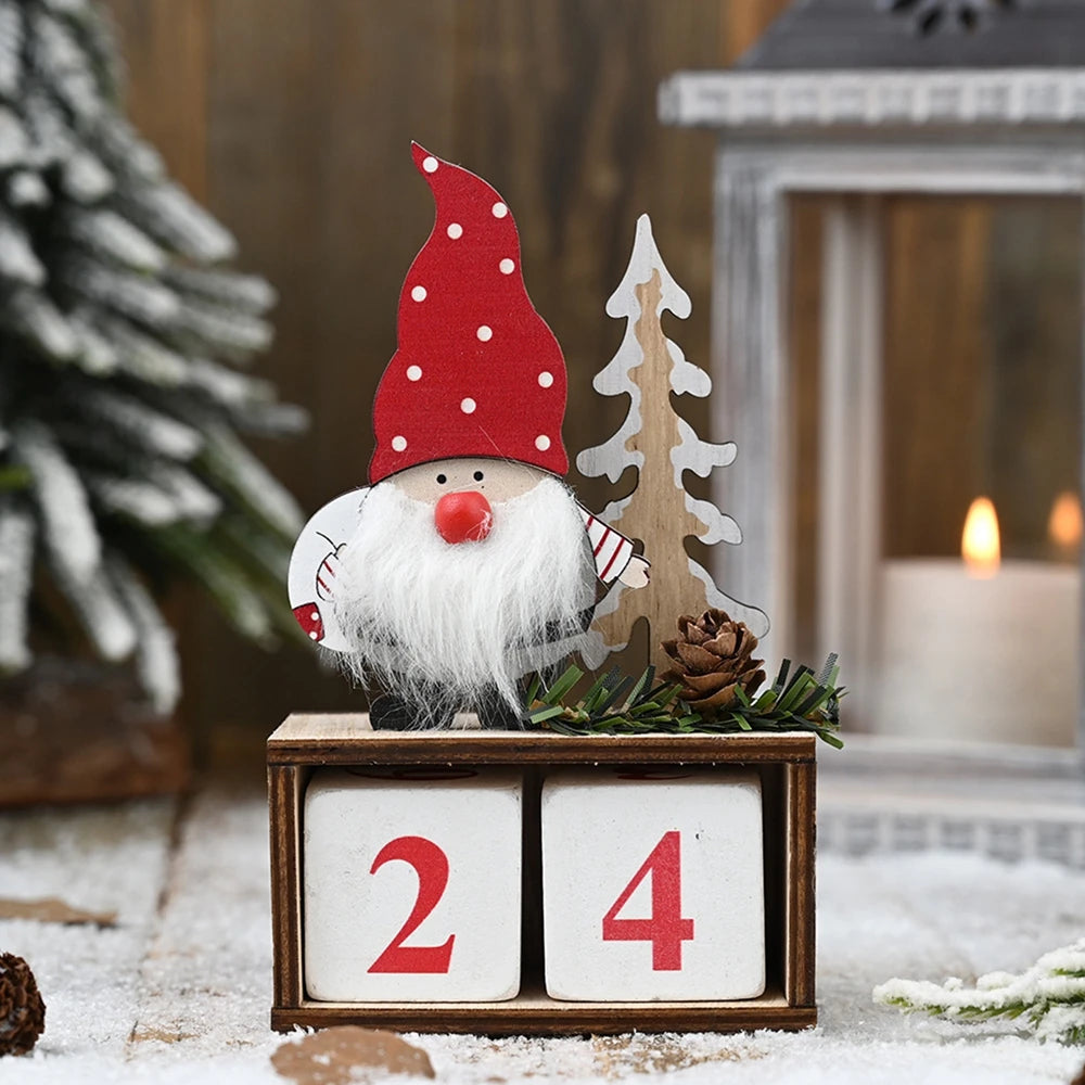 Advent Calendar Countdown to Christmas Gnome Christmas Wooden Countdown Advent Calendar Xmas Kids Gift Holiday Tabletop Decor