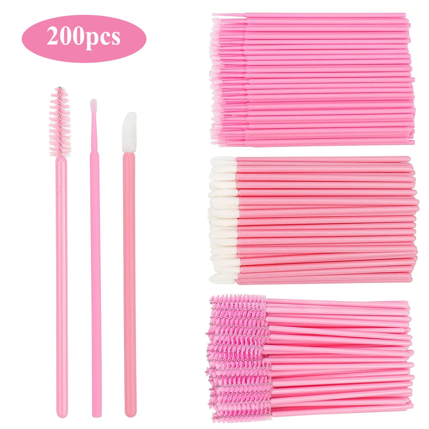 200pcs Disposable Brushes Set Mascara Wands Lip Brushes