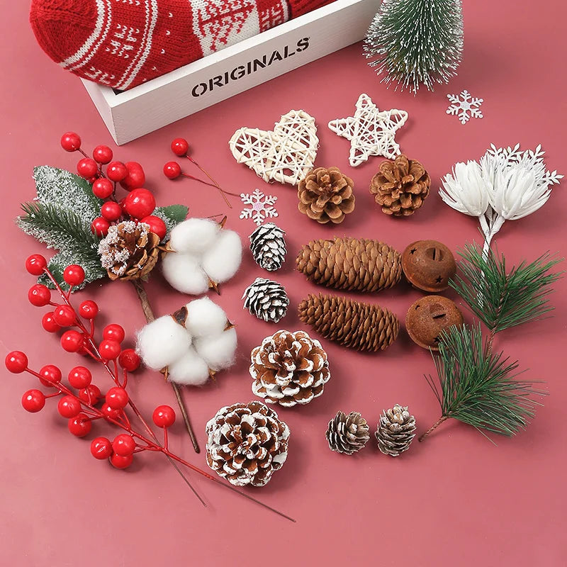 Christmas Decorations Accessories Pinecone Pine Needle Xmas Tree Ornaments for Home Decor New Year 2023 DIY Crafts Gift Supplies