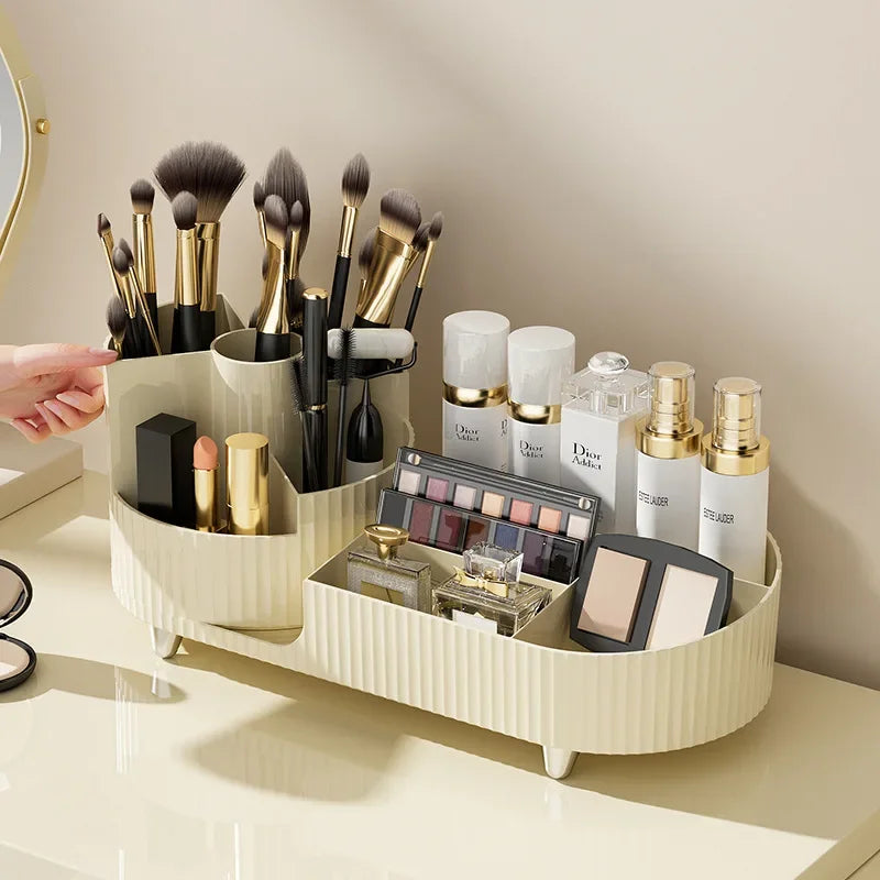 360° Rotating Makeup Brush Holder Cosmet Storag Box Luxury Makeup Organiser Lipsticks Make Up Container Vanity Organizer Box