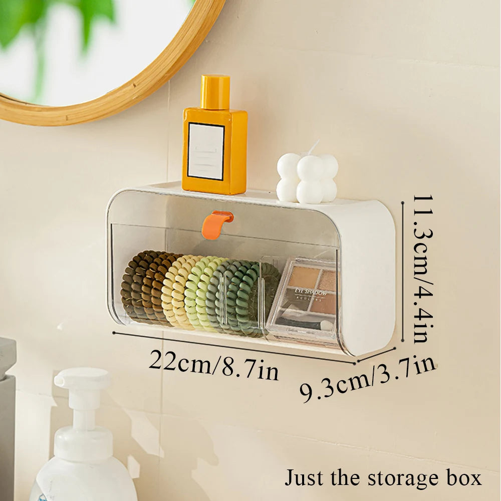 Toilet Storage Box Wall Mounted Cotton Pad Storage Boxes Dustproof Bathroom Organizer Makeup Lipstick Adhesive Jewelry Holder