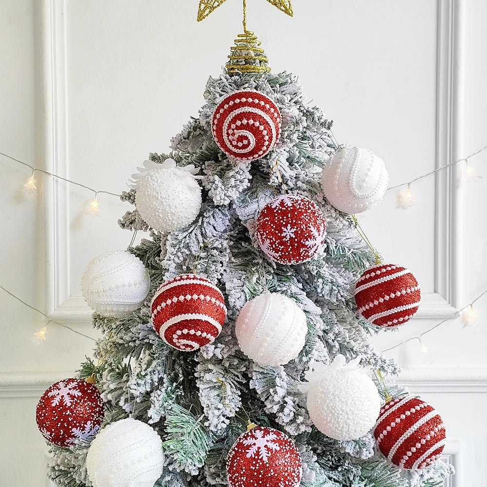 1/2/3pcs 8cm Red White Christmas Balls Christmas Tree Hanging Ornaments Christmas Party Decorations New Year Noel Navidad 2024